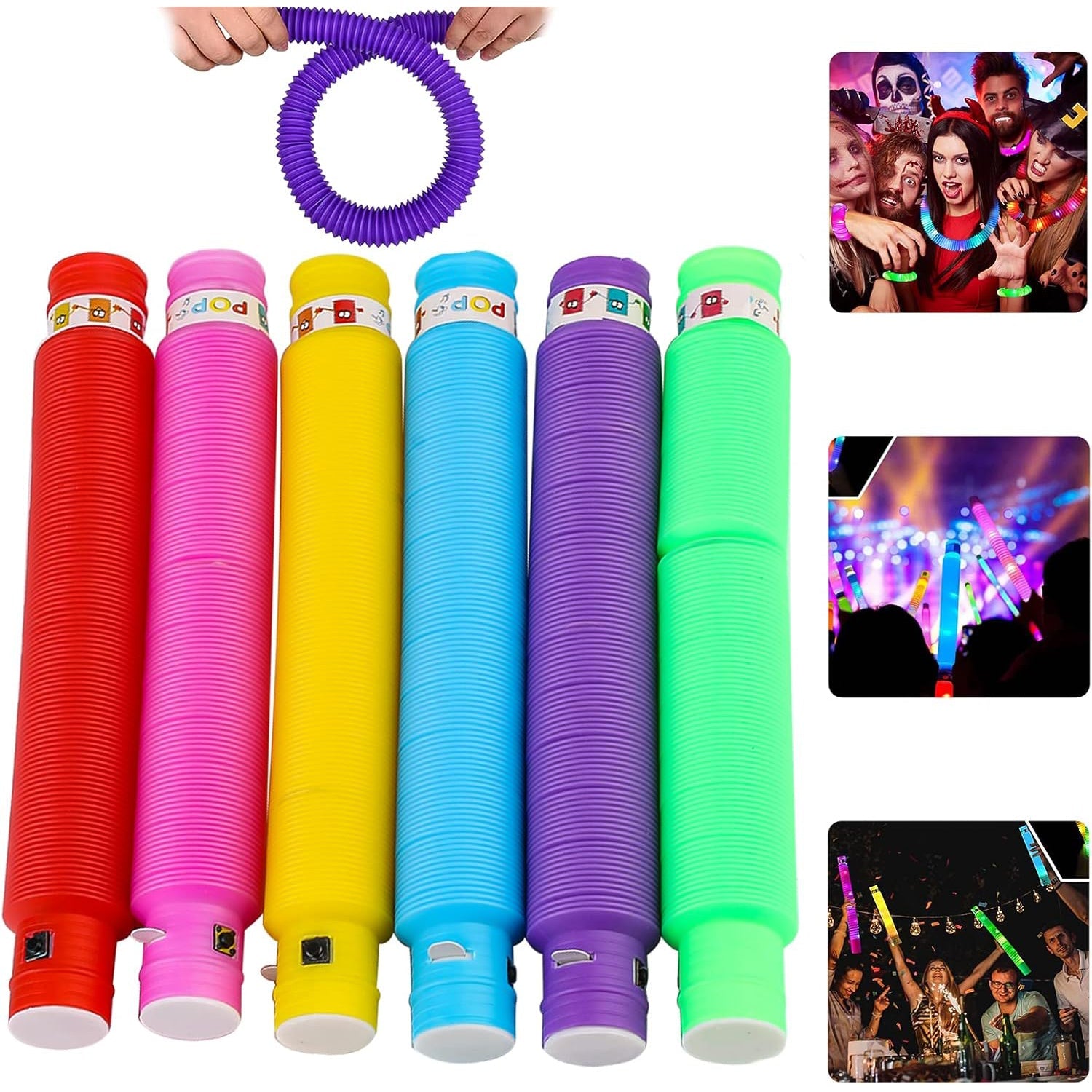 LED Glow Pop Tube Fidget Toy (Mix Color / 1 Pc) LED Glow Pop Tube Fidget Toy (Mix Color / 1 Pc)